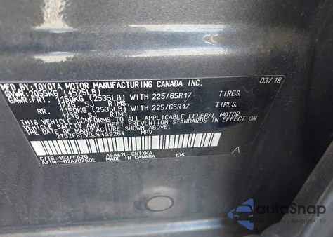 2018 Toyota Rav4 Le from USA, damaged, VIN 2T3ZFREV9JW459264